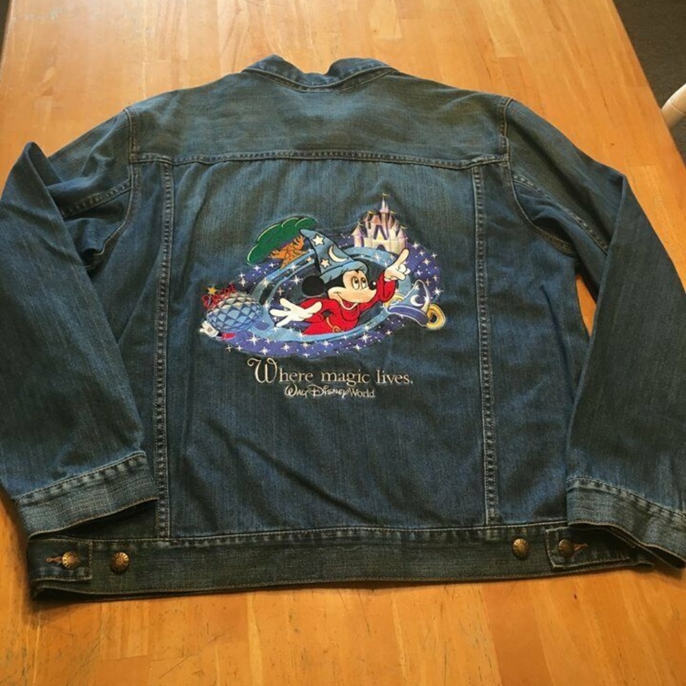 Disney World FANTASIA Mickey Mouse Denim Jacket XL